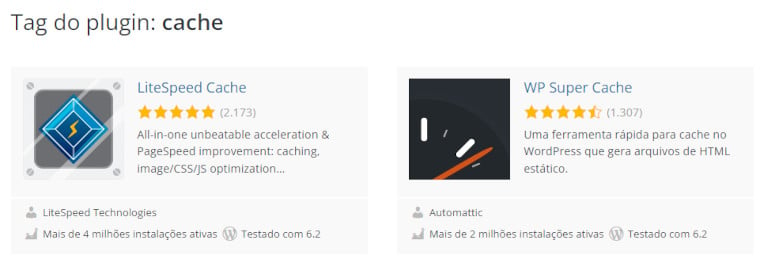 resultados de plugins de cache WordPress