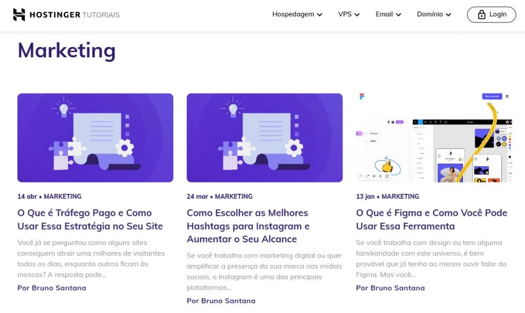 tutoriais de marketing da hostinger