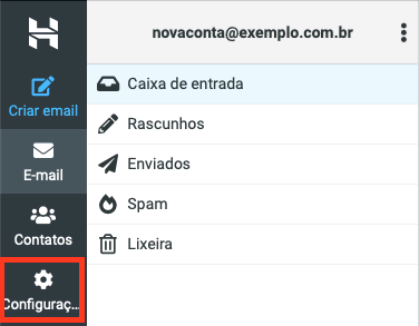 configurações no email hostinger