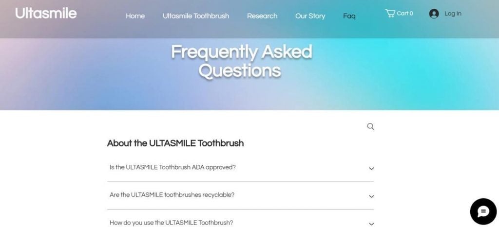 seção de perguntas frequentes (faq) da loja ultrasmile