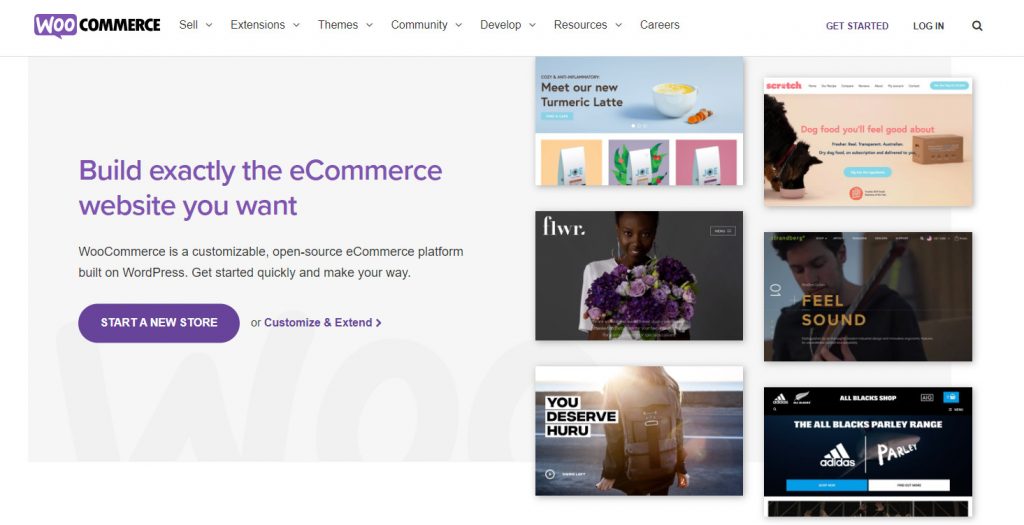 página inicial do woocommerce