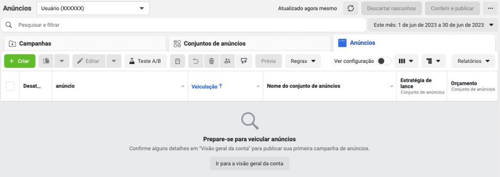 painel de anúncios do facebook