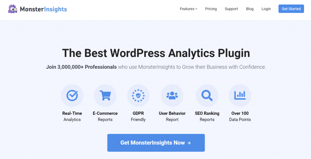 homepage do plugin monsterinsights