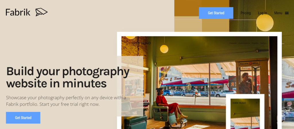 Website do Fabrik, que pode ser usado para criar sites para fotógrafos
