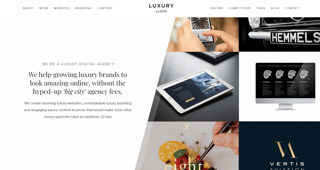 Página web da Luxury Lloyd