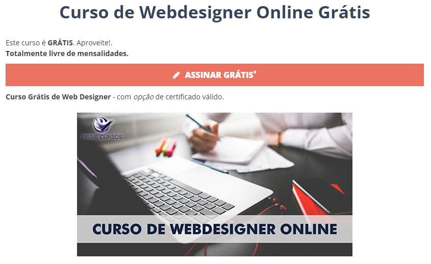 curso de webdesign online prime cursos