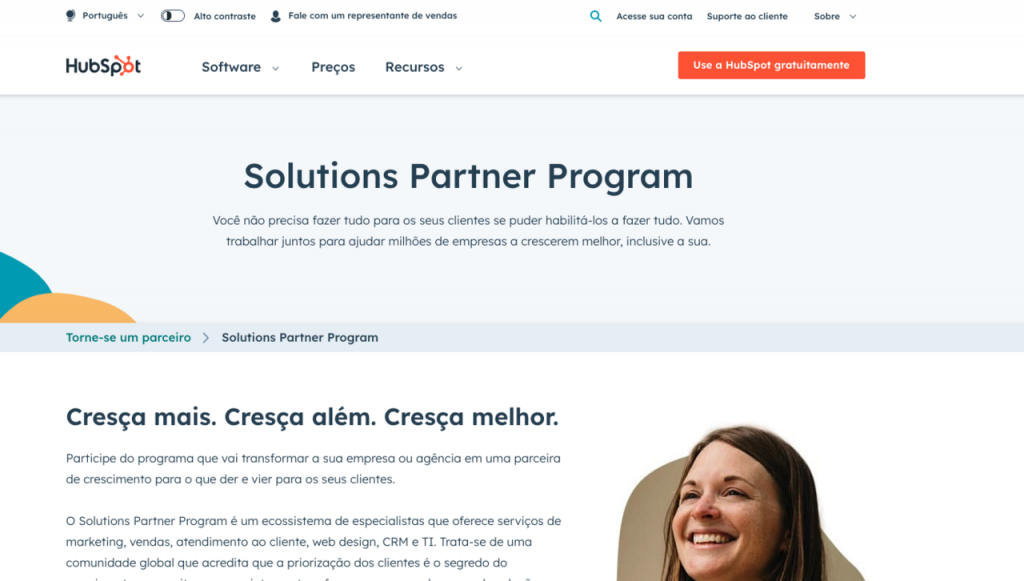 Página inicial do programa de Afiliados Hubspot Affiliate Program
