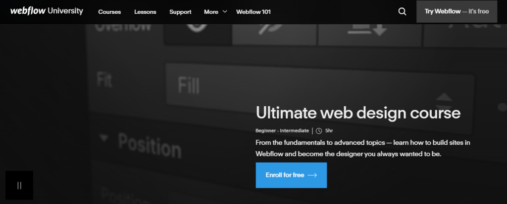 certificação de design web da webflow university