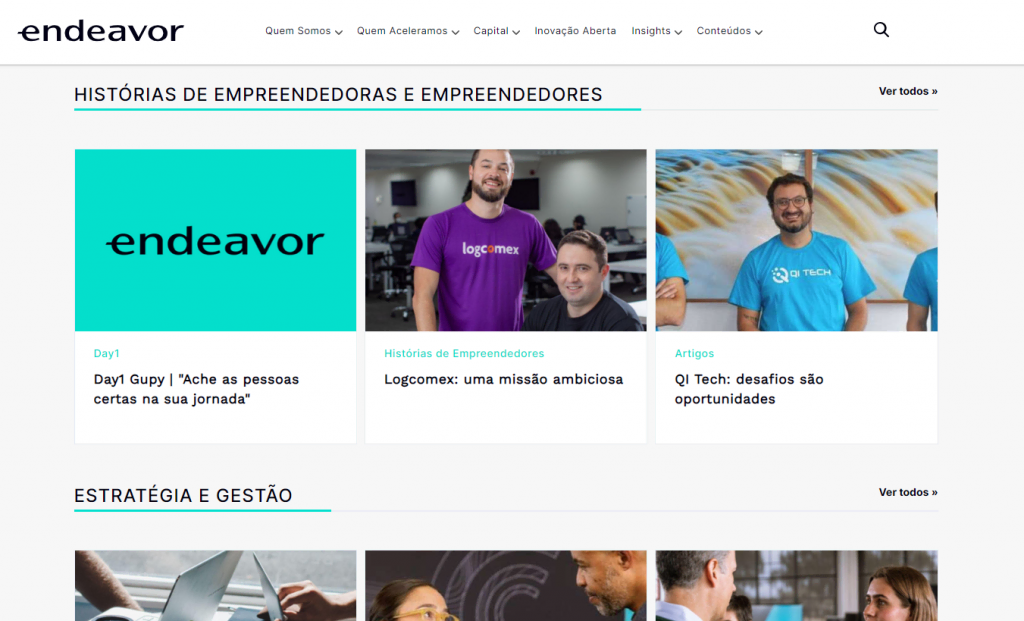 página inicial do blog da endeavor brasil