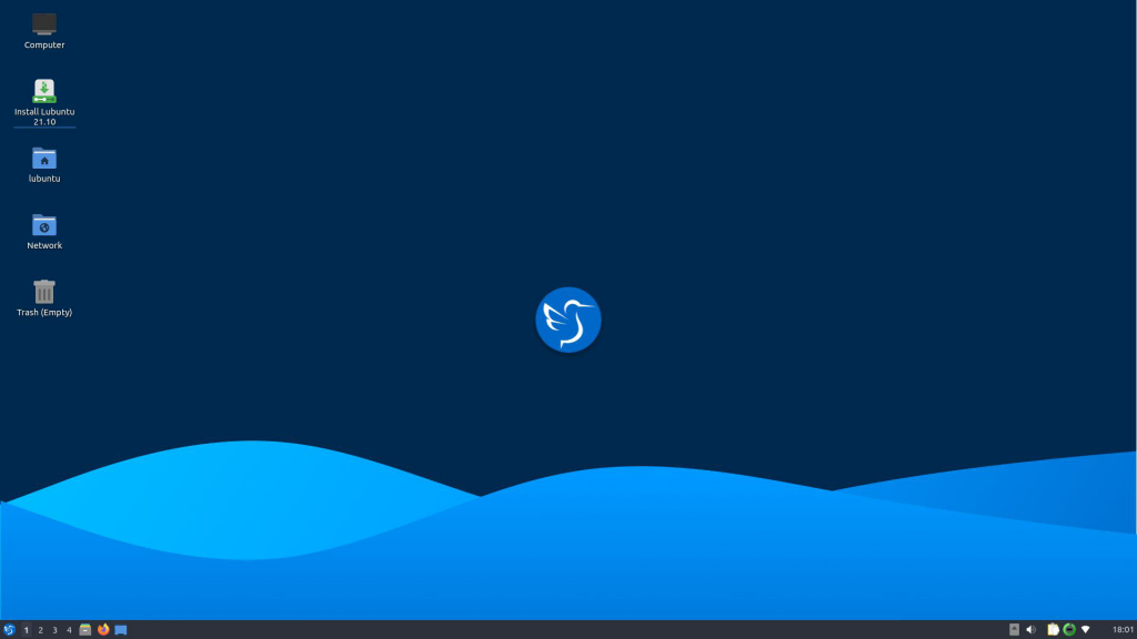Exemplo de um desktop de usuário do Lubuntu