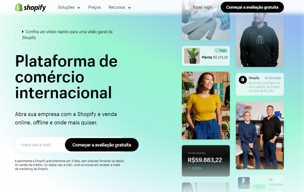 Site oficial da Shopify