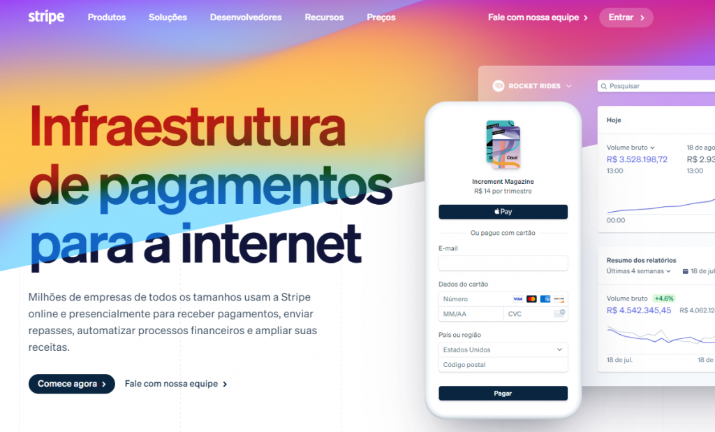 Site oficial da Stripe Brasil