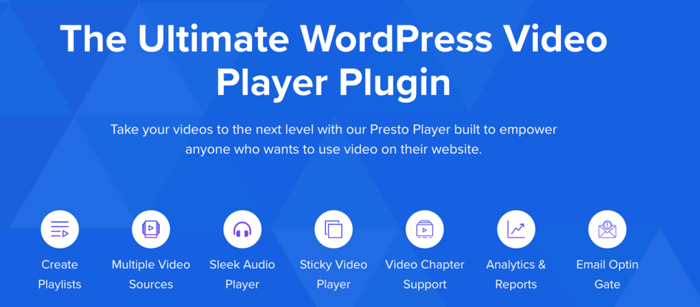 Imagem de marketing do plugin de reprodução de vídeo do WordPress, Preto Player