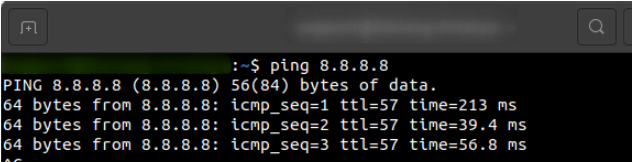Executando o comando ping usando o Terminal no Ubuntu