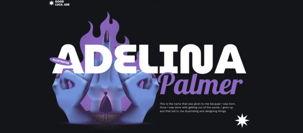 template Adelina palmer, disponível no criador de sites da hostinger