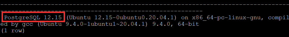 terminal exibindo versão do postgresql