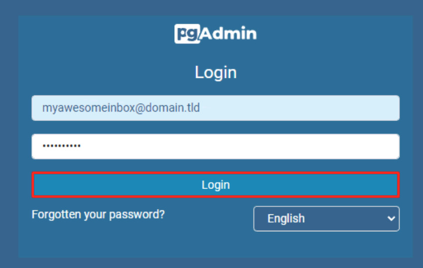 tela de login do pgadmin