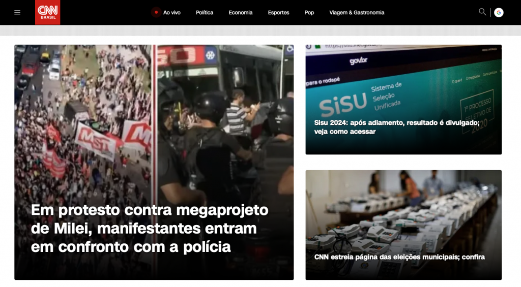 site inicial da cnn