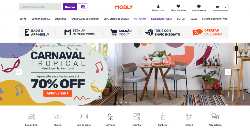 página inicial da loja de e-commerce Molly