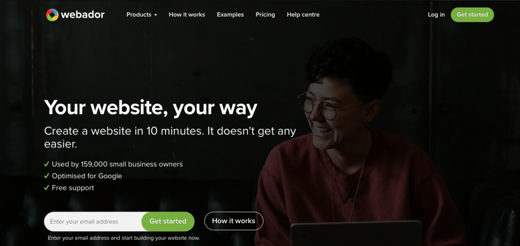 página inicial do criador de site para pequena empresa webador