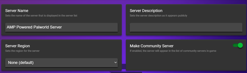 página de configurações do game panel (painel de jogos) da hostinger