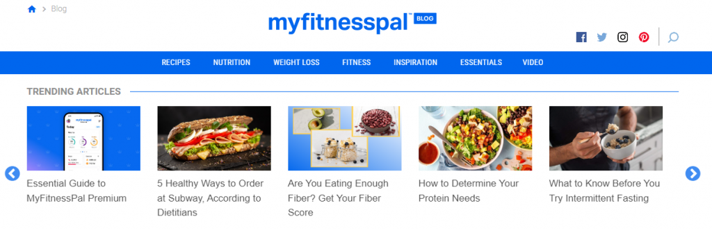 blog do myfitnesspal (captura de tela)