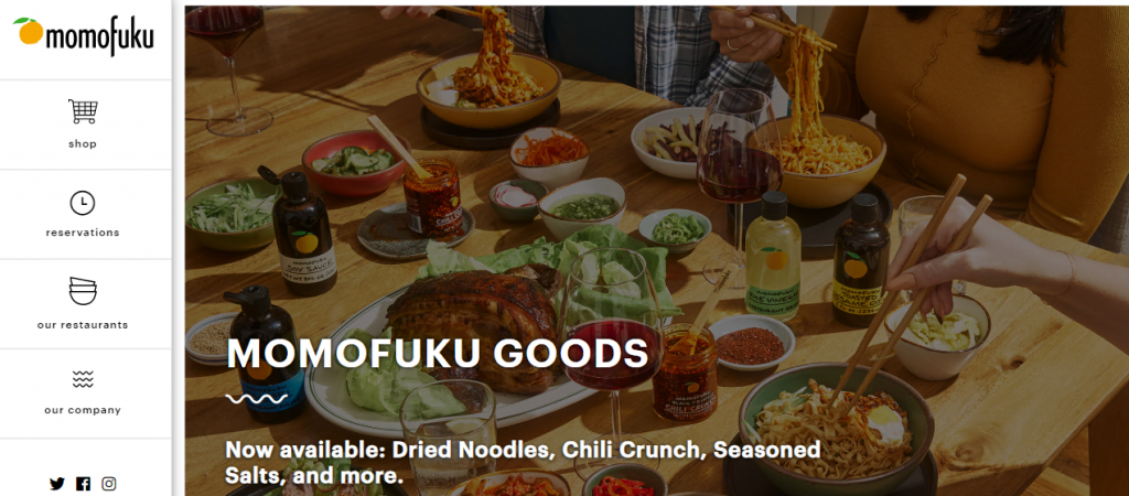 página oficial do restaurante momofuku