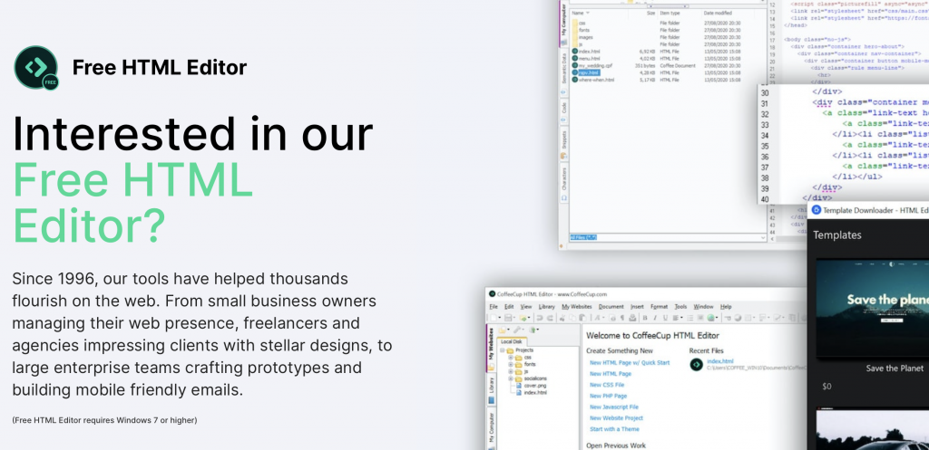 CoffeeCup Free HTML editor