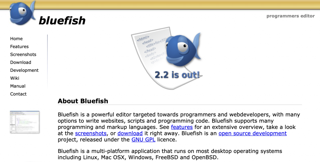 editor de código bluefish