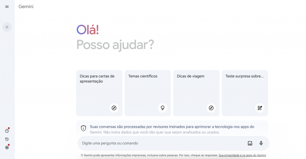tela inicial do google gemini
