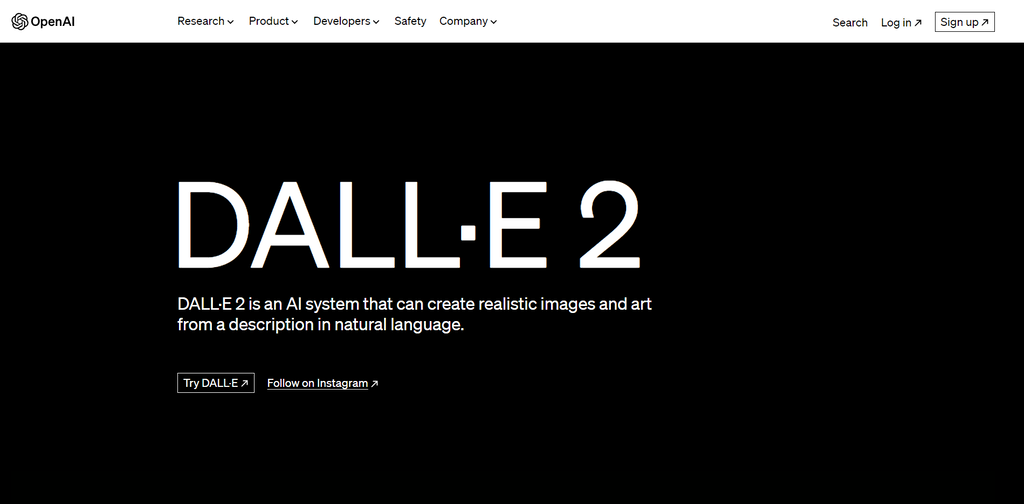 Página inicial do DALL-E, um gerador de imagens de IA