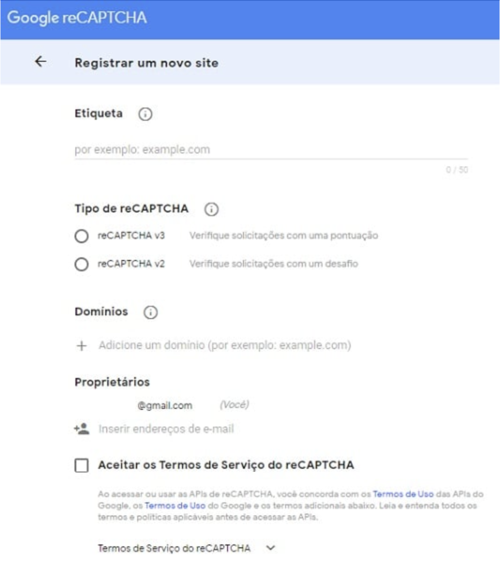 configurando recaptcha no google