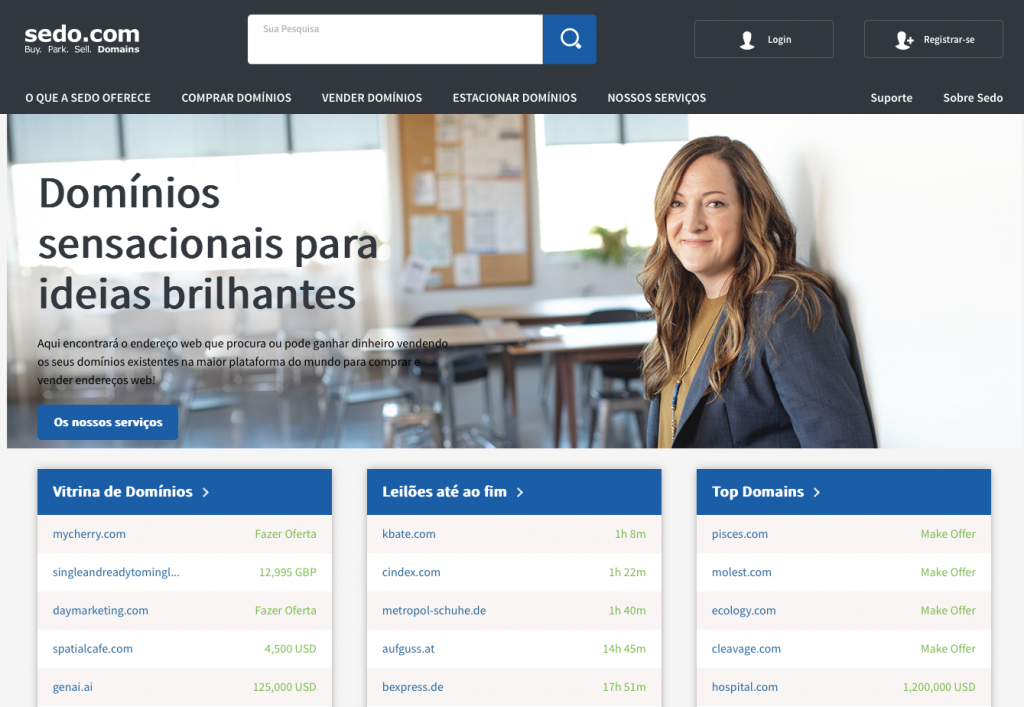 site de leilão de domínios sedo