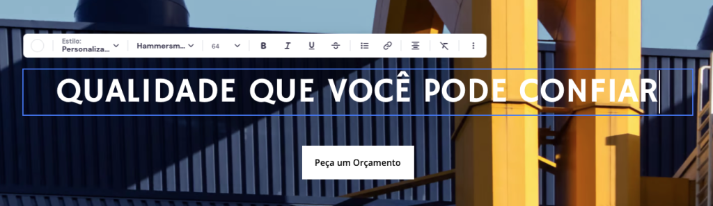 editando texto no criador de sites da hostinger