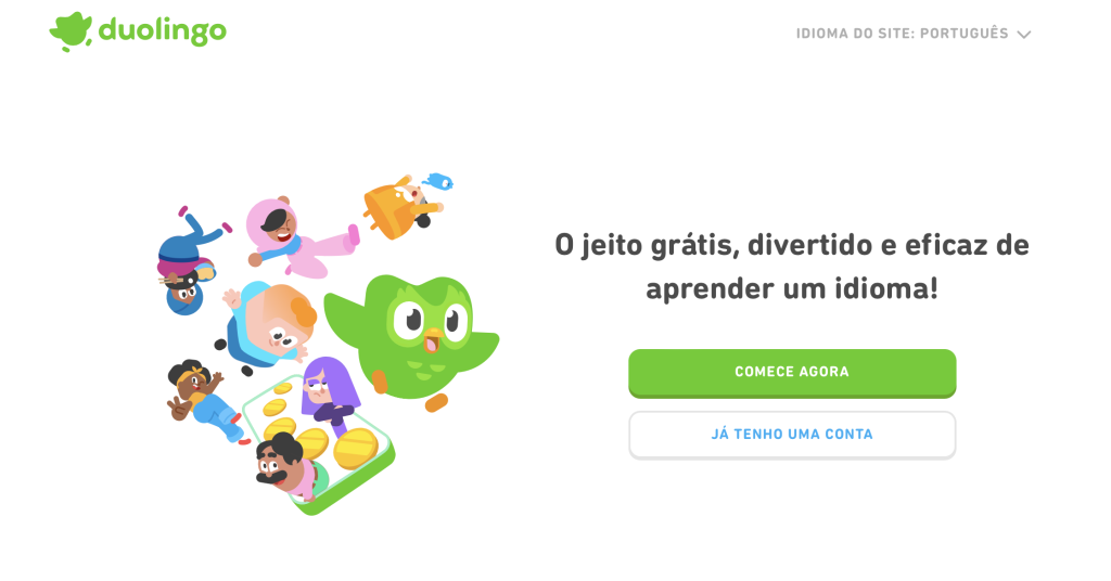 site com área de membros do duolingo