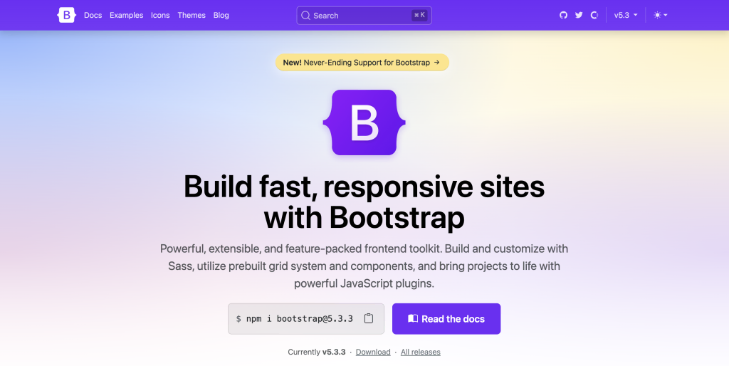 Página inicial do Bootstrap