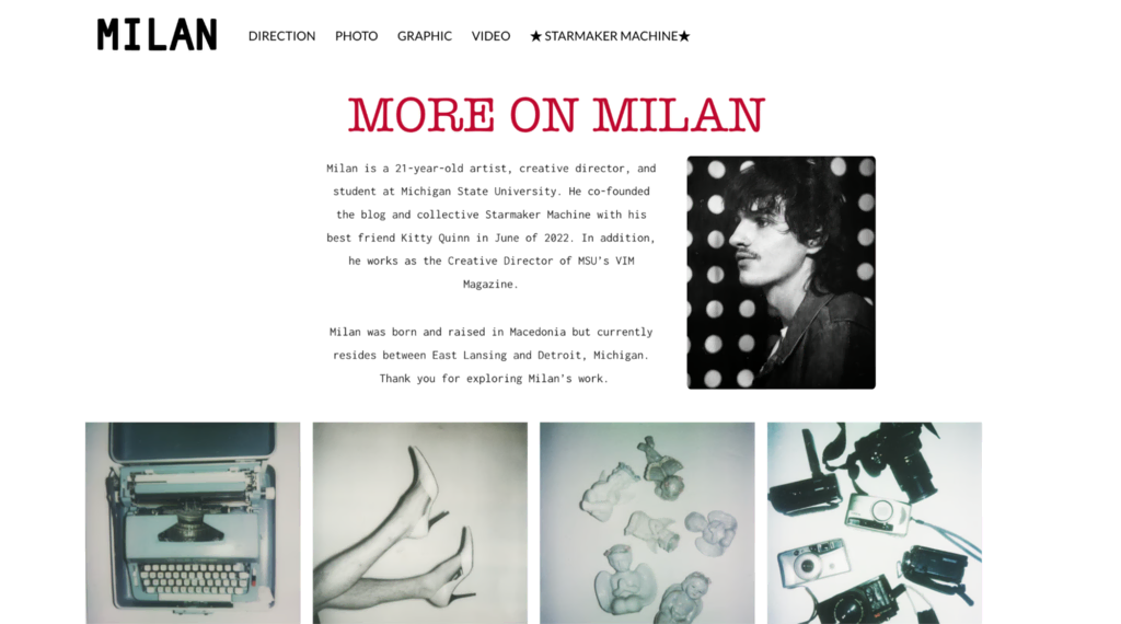 Página inicial do site More On Milan