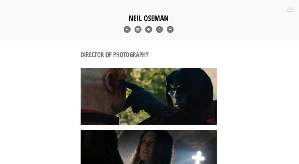 Página inicial do site de Neil Oseman