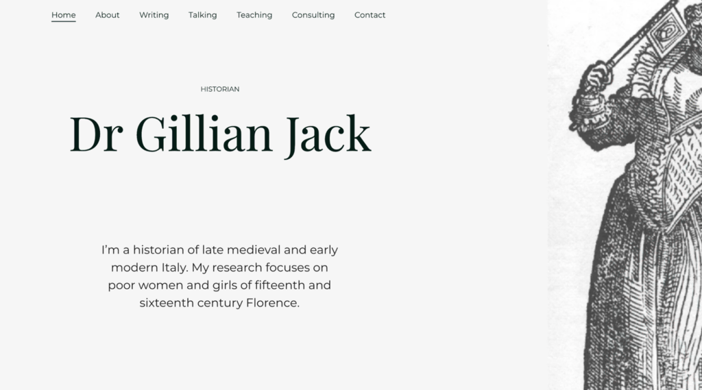 Página inicial do site pessoal de Dr. Gillian Jack