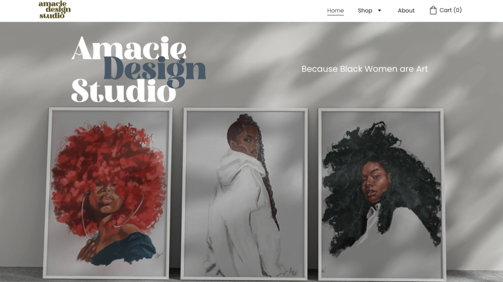 Página inicial do site pessoal de Amacie Design Studio