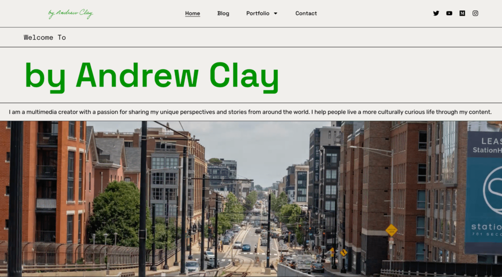 Página inicial do site de Andrew Clay