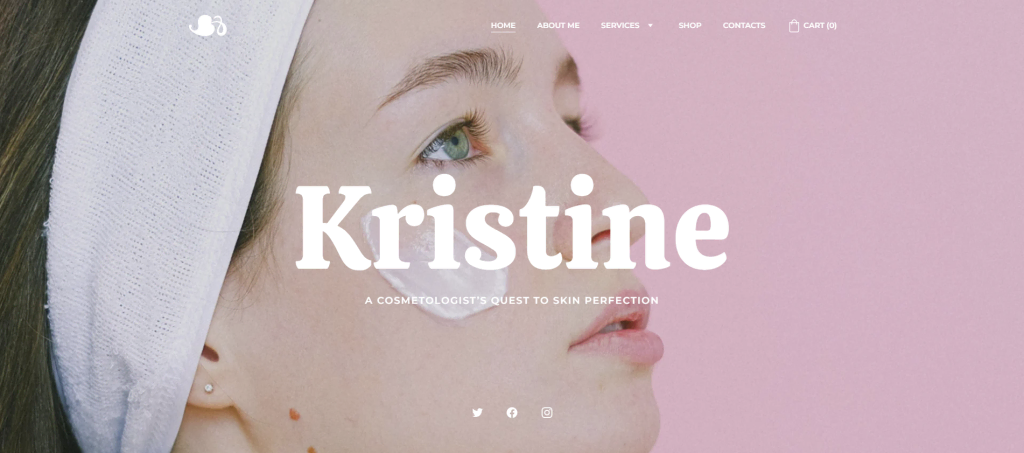 Kristine, um dos temas para e-commerce no criador de sites da hostinger