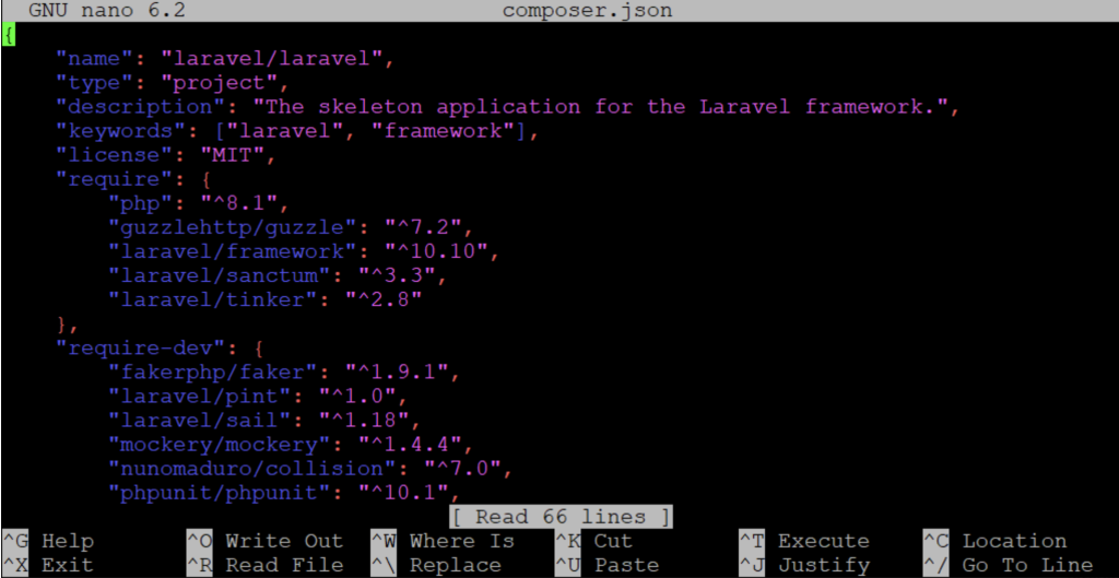arquivo composer.json no laravel